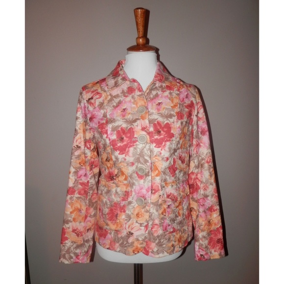 Coldwater Creek Jackets & Blazers - COLDWATER CREEK Jacket 6 Pink Gray Floral Buttons